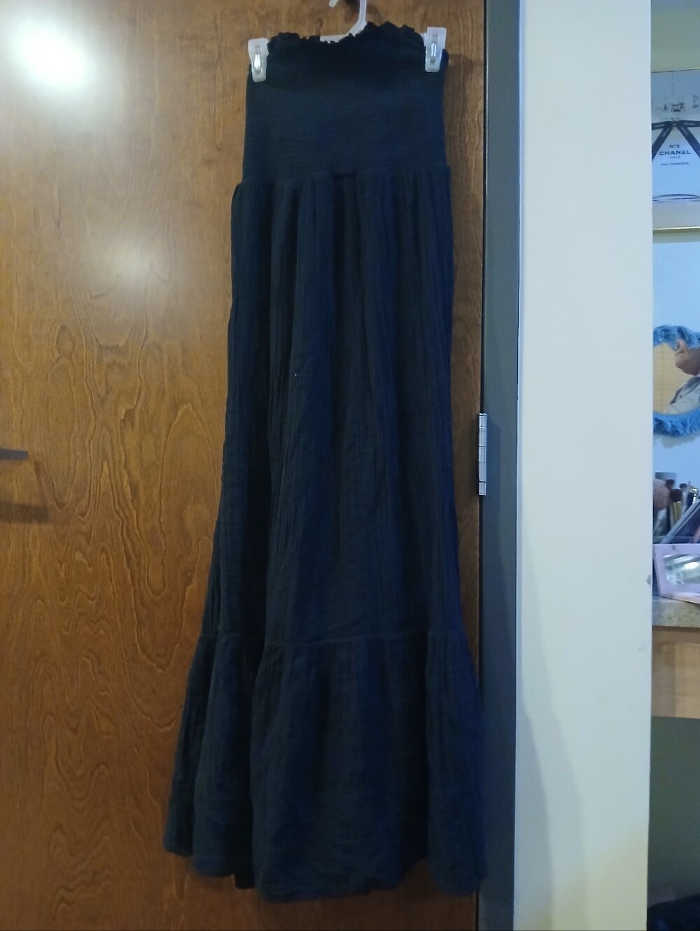 NWOT/ ANTHROPOLOGIE black strapless maxi dress
